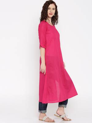 rani pink printed cotton  kurti 3