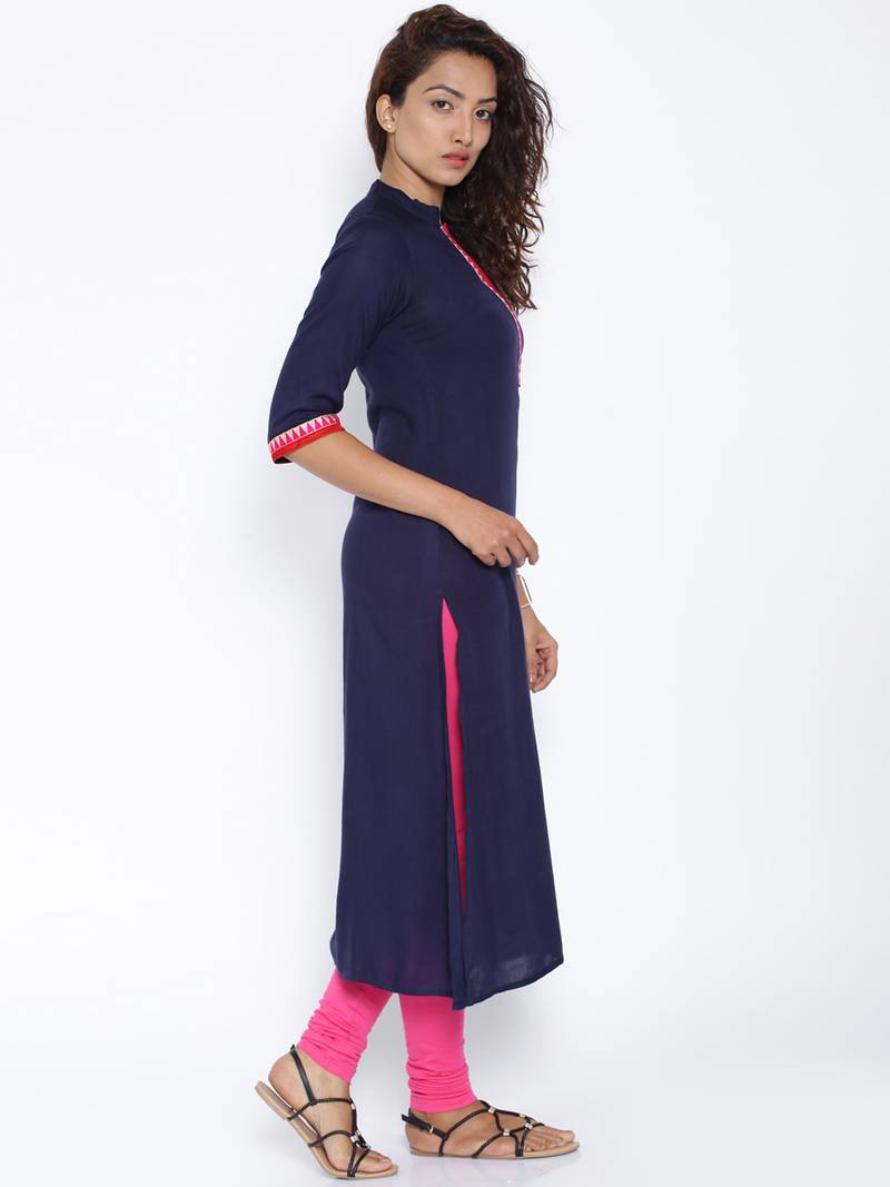 Navy Blue  printed cotton  kurti