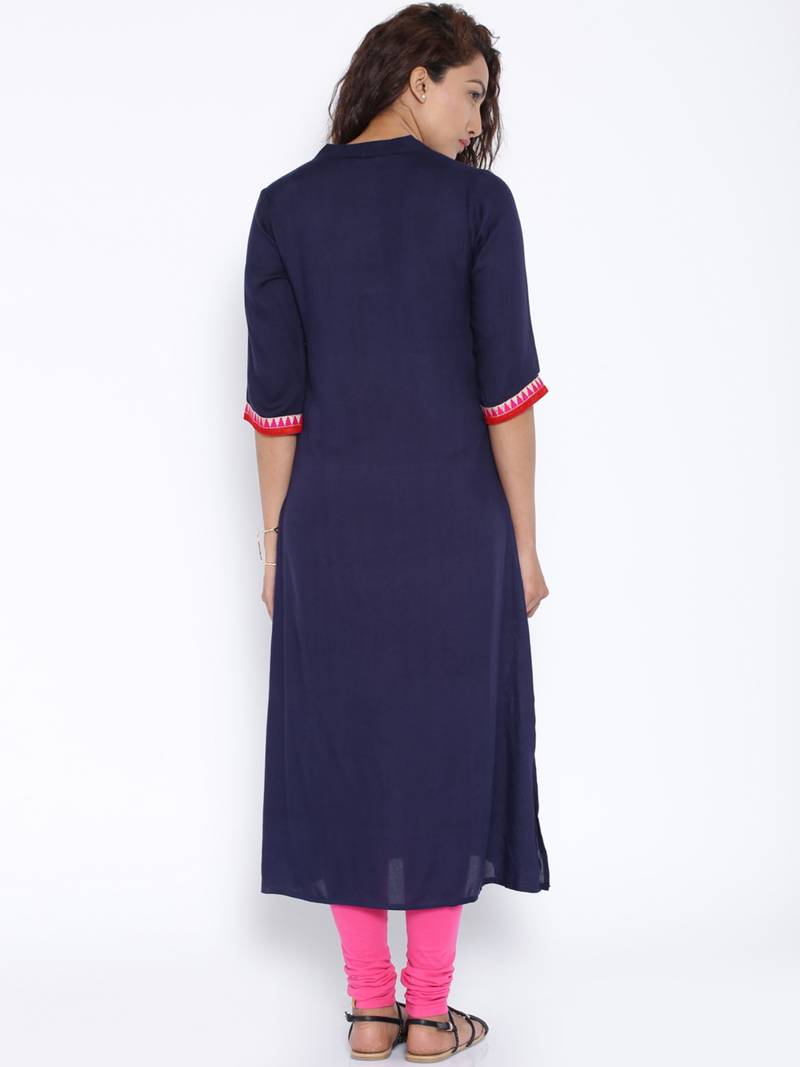 Navy Blue  printed cotton  kurti