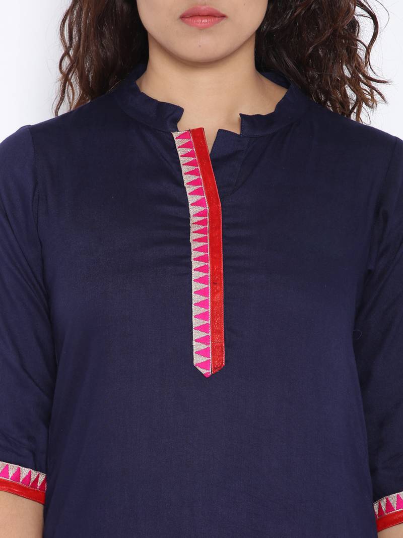 Navy Blue  printed cotton  kurti