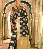 Black woven banarasi saree with blouse