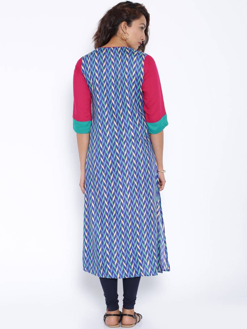 blue printed cotton  kurti