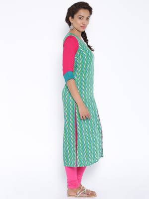 jade green printed cotton  kurti 2