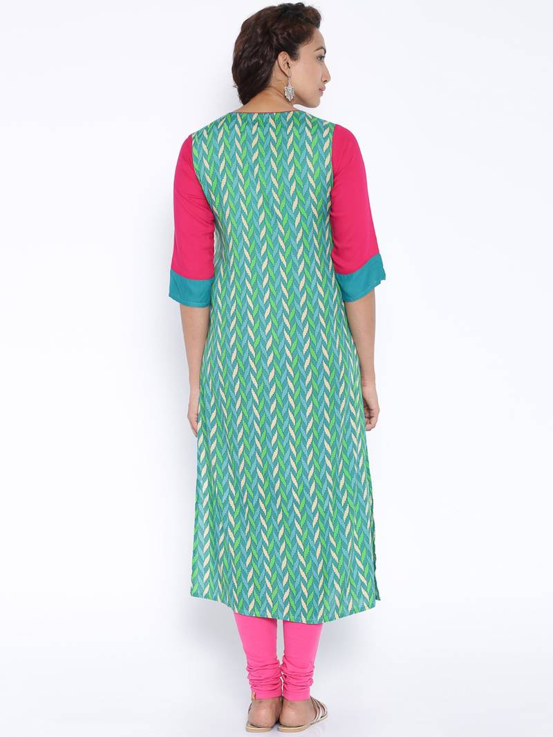 jade green printed cotton  kurti