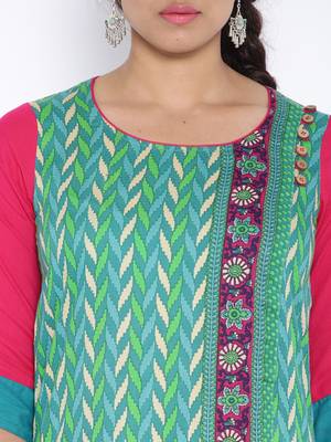 jade green printed cotton  kurti 4