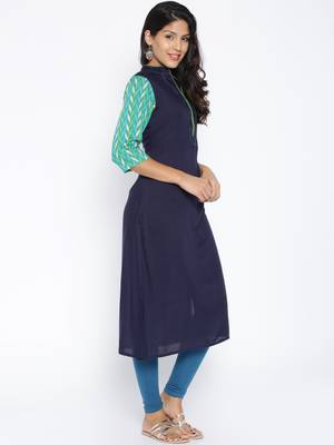 Navy Blue  printed cotton  kurti 2