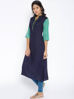 Navy Blue  printed cotton  kurti 4