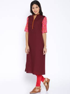 Maroon printed cotton  kurti 2