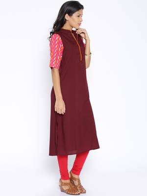 Maroon printed cotton  kurti 3