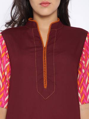 Maroon printed cotton  kurti 4