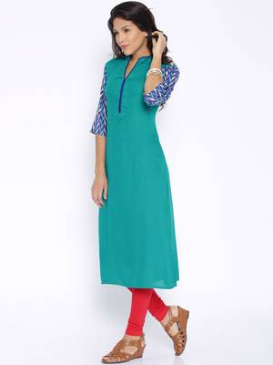Sea Blue printed cotton  kurti 2