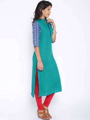 Sea Blue printed cotton  kurti 3