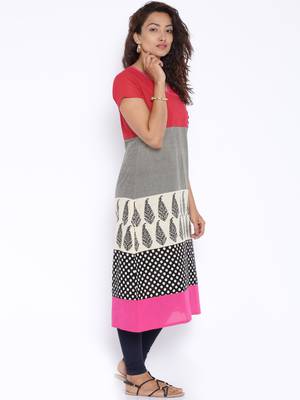 Off white printed cotton  kurti 3