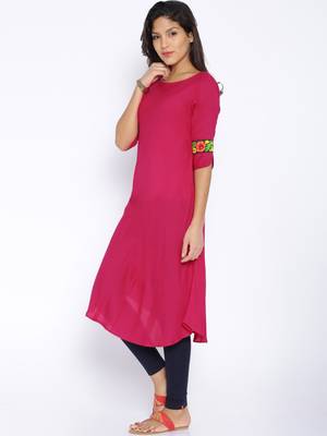 Fushcia  printed cotton  kurti 2