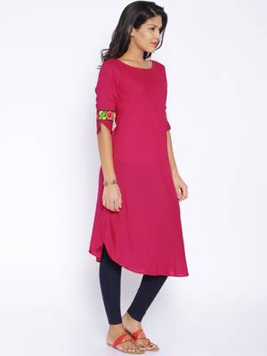 Fushcia  printed cotton  kurti 3