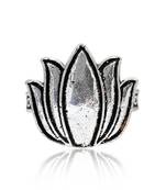 Silver Color Lotus Design Oxidised Traditional Rings