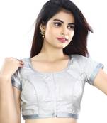 Silver Satin Silk Simar Textured stitched blouse