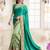 Turquoise embroidered art silk saree with blouse
