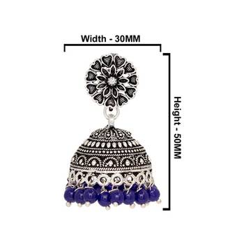 Oxidised Silver Plated Blue Color Traditional Brass Earrings Jewellery 3
