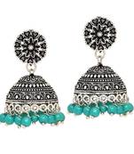 Oxidised Silver Plated Blue Color Brass Earrings Jewellery