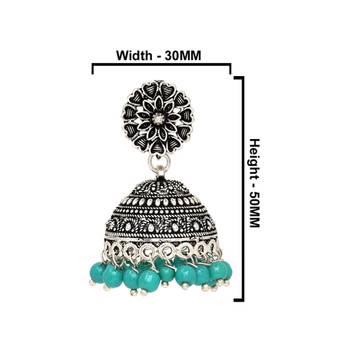 Oxidised Silver Plated Blue Color Brass Earrings Jewellery 3