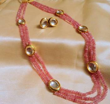 Royal Kundan And Onex Beads 3 Line  Neckpiece 1