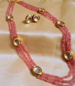 Royal Kundan And Onex Beads 3 Line  Neckpiece