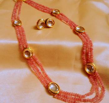 Royal Kundan And Onex Beads 3 Line  Neckpiece 2