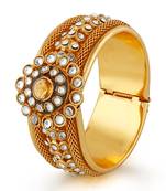 Party Wear White Stone  Gold Finishing Opnebale Bangle