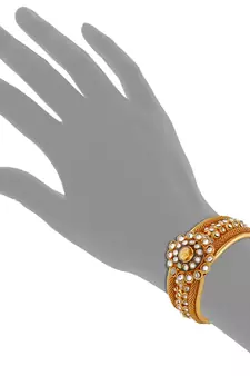 Party Wear White Stone  Gold Finishing Opnebale Bangle