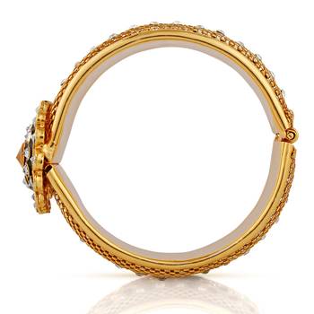 Party Wear White Stone  Gold Finishing Opnebale Bangle 3