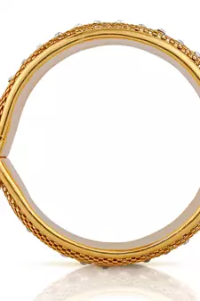 Party Wear White Stone  Gold Finishing Opnebale Bangle