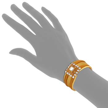 Enchanting Stone  And  Kundan Gold Finishing Opnebale Bangle 2