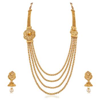 Exclusive Wedding Wear Gold Plated 4 Layer Necklace Set 1