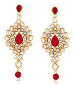 Gold Finish Kunda And Stone Dangle Earrings