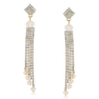 Ethnic Gold Finish Austrion Stone Dangle Earrings 1