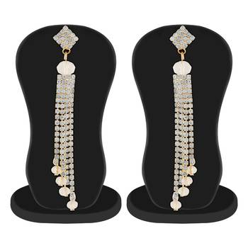 Ethnic Gold Finish Austrion Stone Dangle Earrings 3