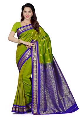 green woven Art Silk  saree with blouse 1