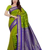 green woven Art Silk  saree with blouse