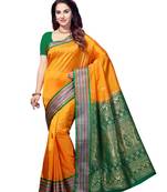 Yellow woven Tana Art Silk saree with blouse