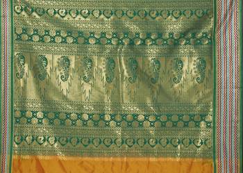 Yellow woven Tana Art Silk saree with blouse 3