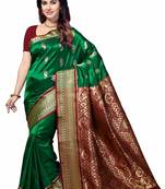 Green woven Tana Art Silk saree with blouse