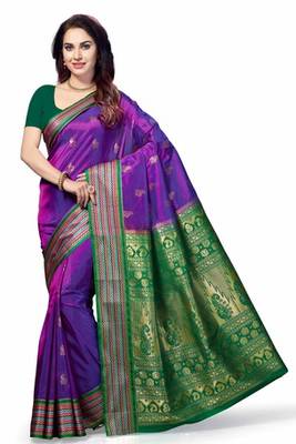 Purple woven Tana Art Silk saree with blouse 1