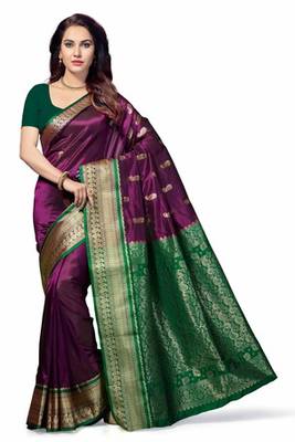 Purple woven Tana Art Silk saree with blouse 1