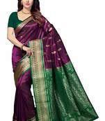 Purple woven Tana Art Silk saree with blouse