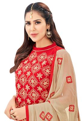 Red Embroidered Silk Salwar 2