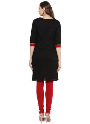 Black Embroidered cotton stitched kurti 2