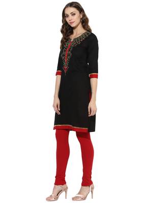 Black Embroidered cotton stitched kurti 3