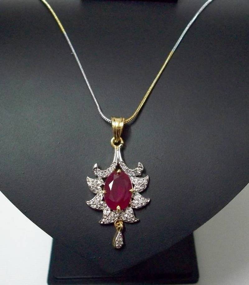 CZ Ruby Red Designer Pendant 016