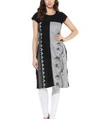 Grey Printed cotton stitched kurti